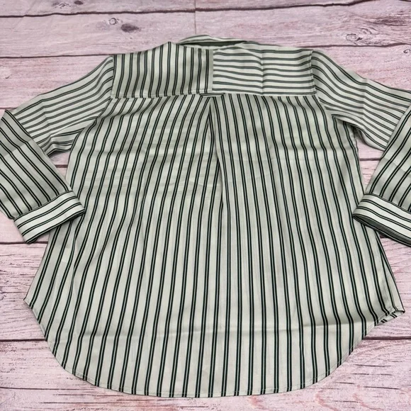 Rails River Eden Stripe Satin Long Sleeve Shirt Two Tone Green Size M NEW - Picture 3 of 8